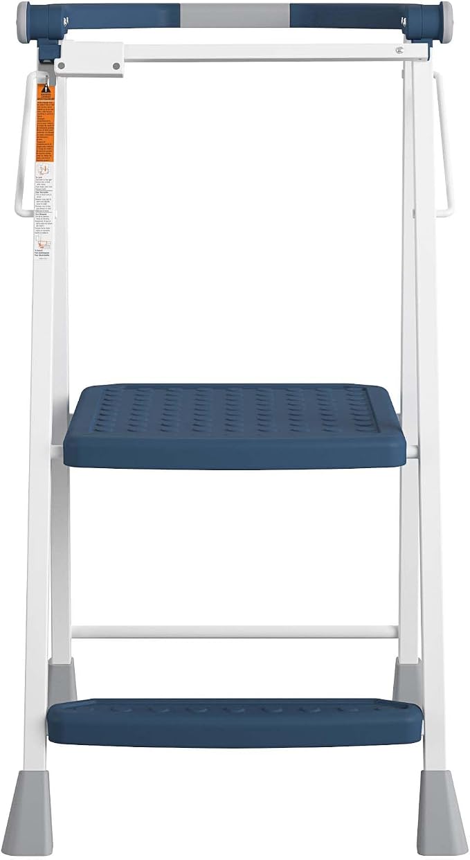 COSCO 2-Step Kitchen Stepper™ Folding Step Stool, Safety Kit Series, Ages 4+, Navy