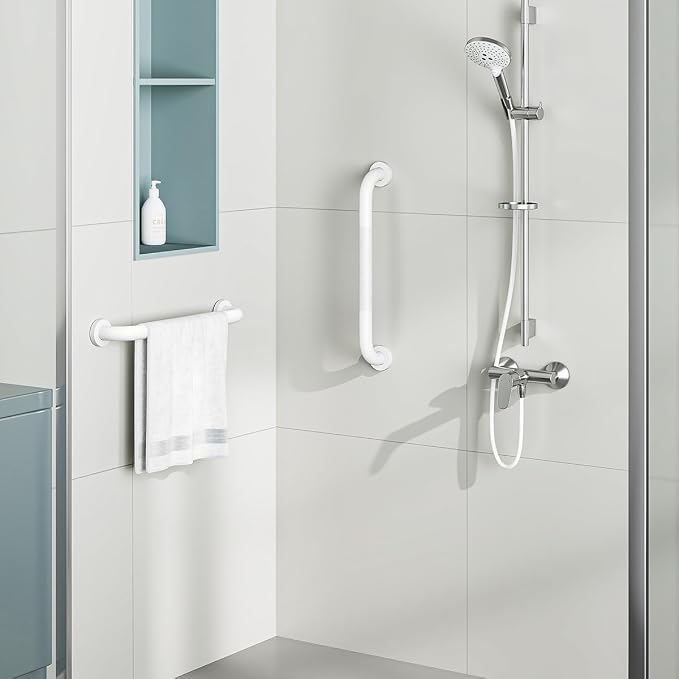 FANHAO 2 Pack Grab Bars for Bathtubs and Showers, 16 Inch Anti Slip Shower Grab Bars Stainless Steel Shower Handle Toilet Handicap Elderly Senior Assist Bathroom Safety Bars (White)