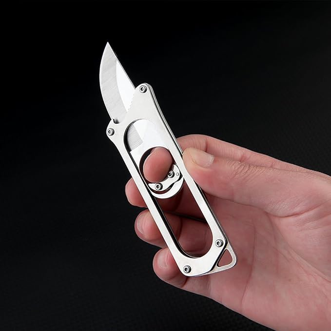 Mutipurpose Stainless Steel Utility Knife, Easy Slide Retractable Blade, EDC Box Cutter Push pull Cutter Knife for Everyday Carry (Style1)