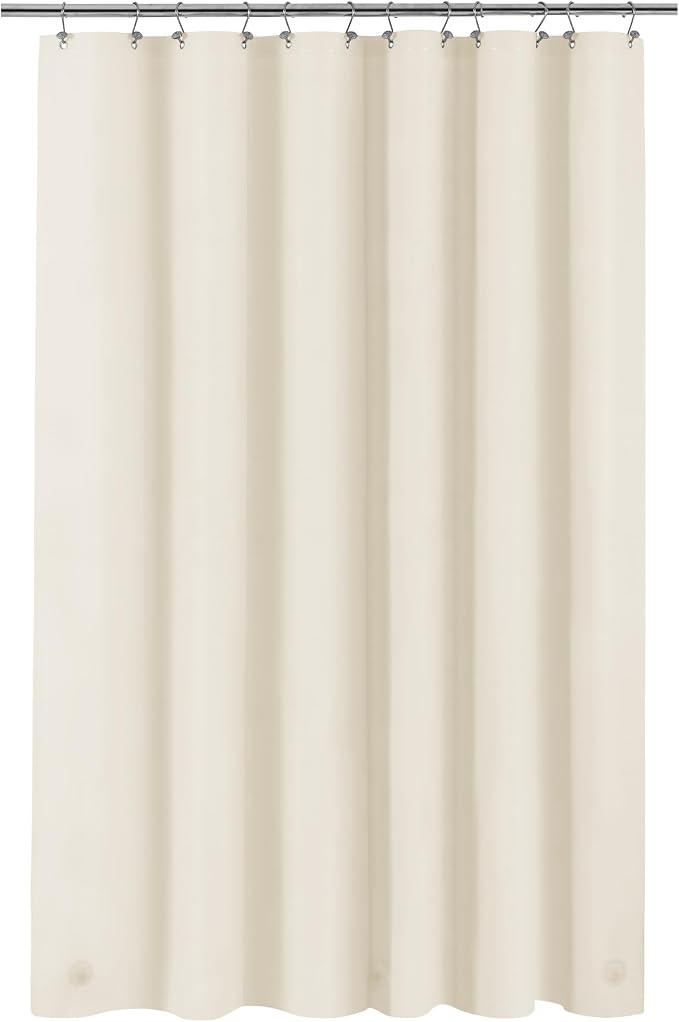 Barossa Design Extra Long Beige Shower Curtain Liner with 3 Magnets - 72" x 84" XL, Waterproof PEVA Lightweight Shower Liner for Bathroom, PVC Free, Metal Grommets - Beige, 72x84