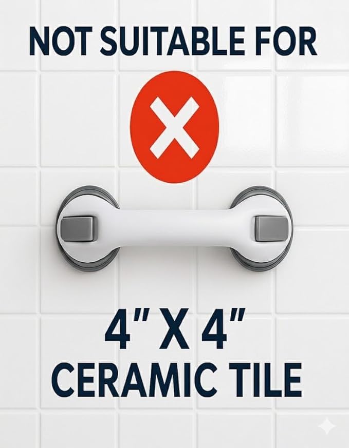 2 Pack Grab Bars for Bathtubs and Showers, Shower Handles for Elderly Seniors bar Safety 500 lbs Walls Handicap Heavy Duty Holder Hooks to Lift Large Tile Glass Suction Cups Tool