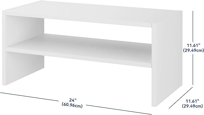 Whitmor Wood Stackable 2-Shelf Shoe Rack, White, 24 inches