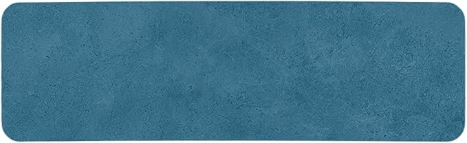 TYUU Bathroom Mat Quick Dry, Bathroom Rugs Non Slip Washable Thin Absorbent Bath Mat Fits Under Door Bathroom Floor Mat Perfect for Bath, Shower, or Sink 17"x59" Denim Blue