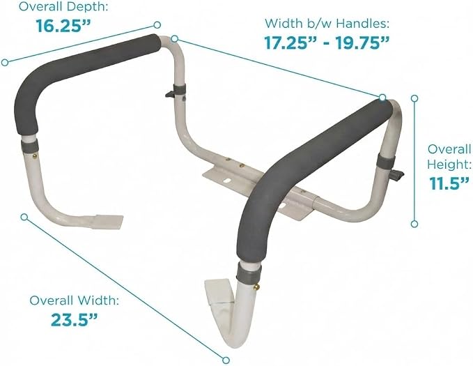 NOVA Toilet Safety Hand Rails – Adjustable Padded Armrests, Removable Aluminum Toilet Support Handles for Seniors & Mobility Assistance, Fits Standard & Elongated Toilets, 300 lb Capacity