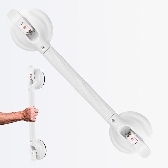 Shower Handle,Shower Handles with Strong Suction Cup Grab Bar,Bathroom Safety Grab Bar for Handicap Elderly Seniors and Disabled,White