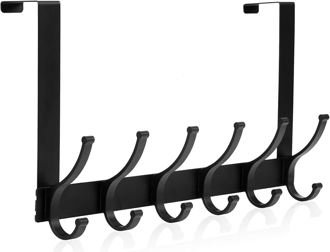 Optish Over The Door Hooks, Door Hanger Hooks for Hanging, Over The Door Towel Racks for Bathroom, Coat Rack Door Towel Hanger Towel Hooks (1Pack, Black)