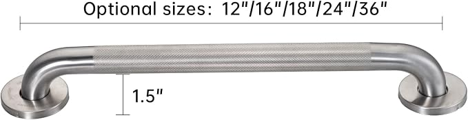 Joyrain 16-inch Bathroom Safety Grab Bar - 500lb Weight Capacity ADA Certified Anti-Slip Handle for Shower/Tub/Toilet, Elderly & Disabled Assist (Knurling, 24 inch)