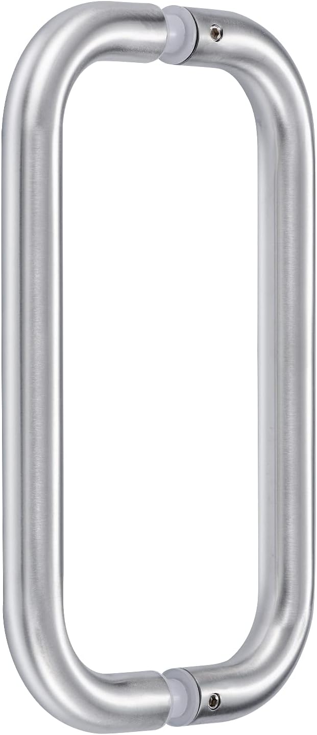 Ranbo Brushed Nickel 8" （CTC） Tubular Back-to-Back Shower Door Handle，3/4" Diameter Pull Handles with Metal Washers, for 1/4"- 1/2" Thick Glass and 1-3/8" - 2-1/6" Thick Wooden or Metal Doors