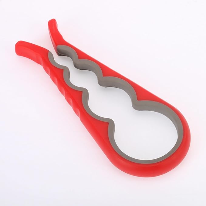 Multi-Color Bottle Opener and Can Opener for Weak Hands, Elderly Arthritis, Elderly, Jar Lid Opener with Rubber Pad for Jar Opener and Corkscrew Opener (red and gray)