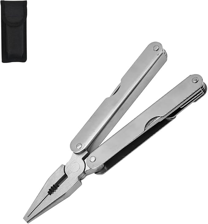 Multifunctional Folding Pliers, Practical and Portable, Screwdriver, Can Opener, Scale, File, Multi-Tool Combination (Silver)