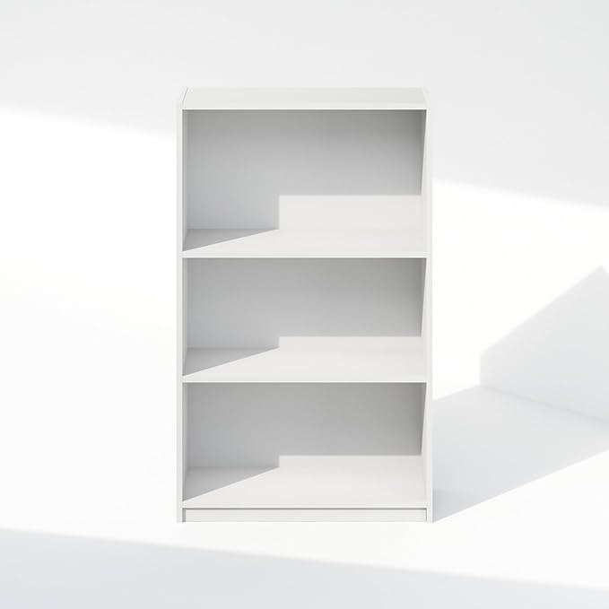 Furinno Reed Closet Organizers and Storage, 3-Tier Closet Organizer, Open Shelf Closet Storage, for Wardrobe, Bedroom, Living Room, White