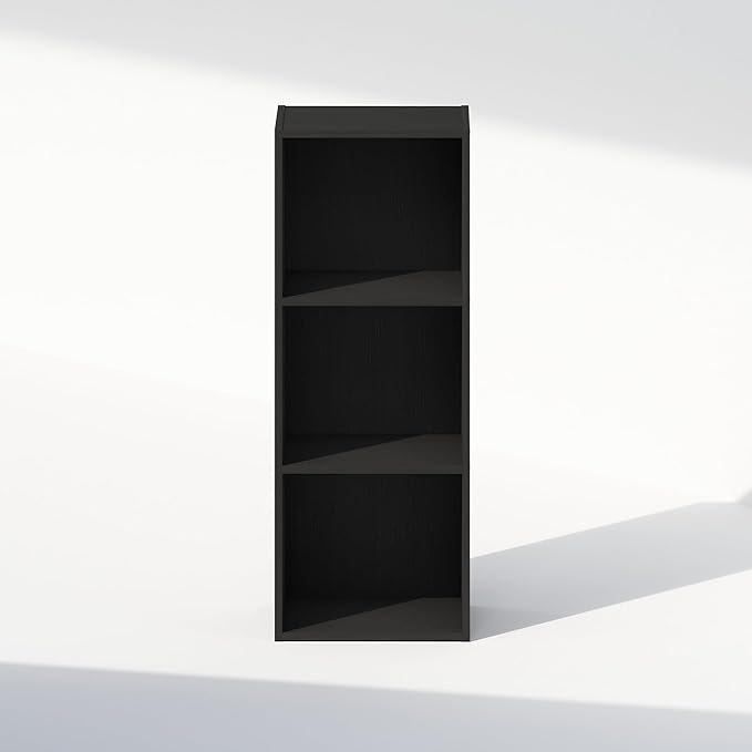 Furinno Reed Closet Organizers and Storage, 3-Tier Closet Organizer, Open Shelf Closet Storage, for Wardrobe, Bedroom, Living Room, Blackwood