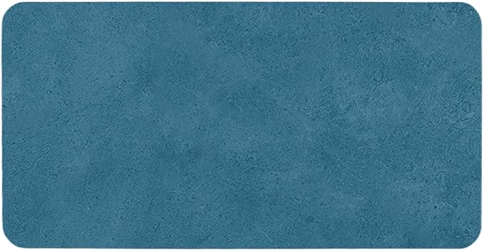 TYUU Bathroom Mat Quick Dry, Bathroom Rugs Non Slip Washable Thin Absorbent Bath Mat Fits Under Door Bathroom Floor Mat Perfect for Bath, Shower, or Sink 24"x48" Denim Blue