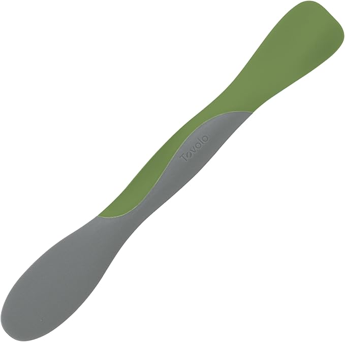 Tovolo Scoop and Spread Large Dual End Silicone Sandwich Spreader Tool with Nylon Handle, BPA Free Dishwasher Safe Silicone and Nylon Tool for Spreading and Scooping, Pesto Green and Oyster Gray