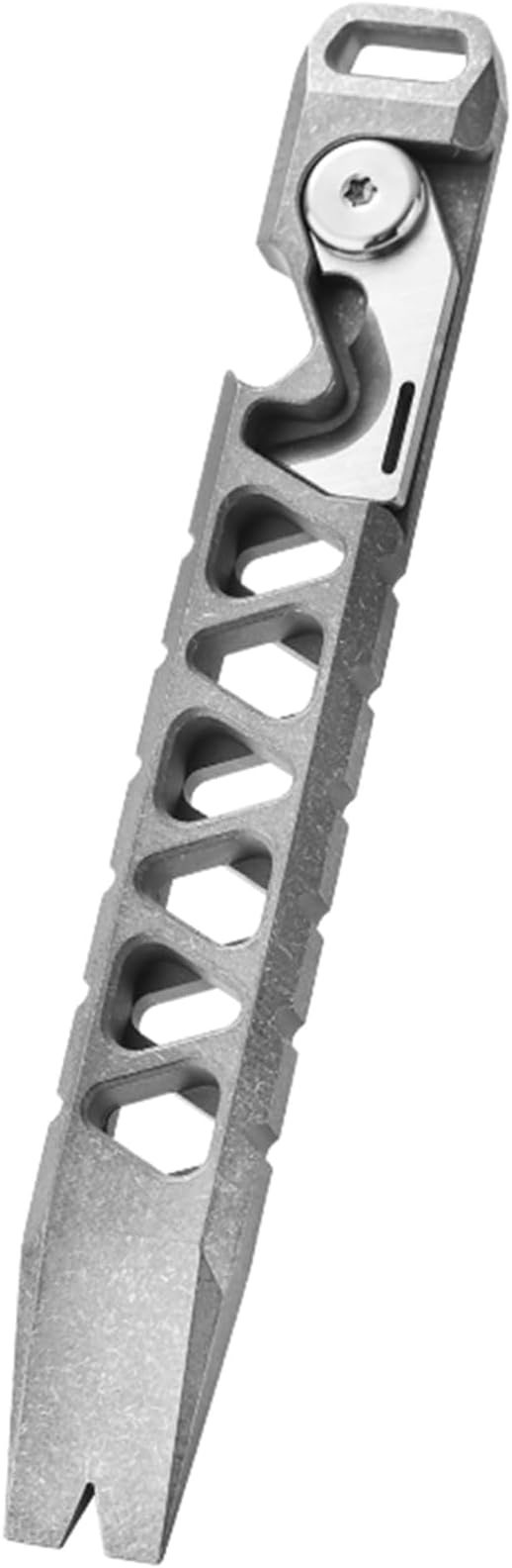 Hamans Pry Bar Titanium Prybar Bottle Opener 4.37" 7-in-1 Multi-Function Tool with Rope Cutter, Bottle Opener, Can Opener, Nail Puller, Box Opener, Lanyard Hole (Stonewash)