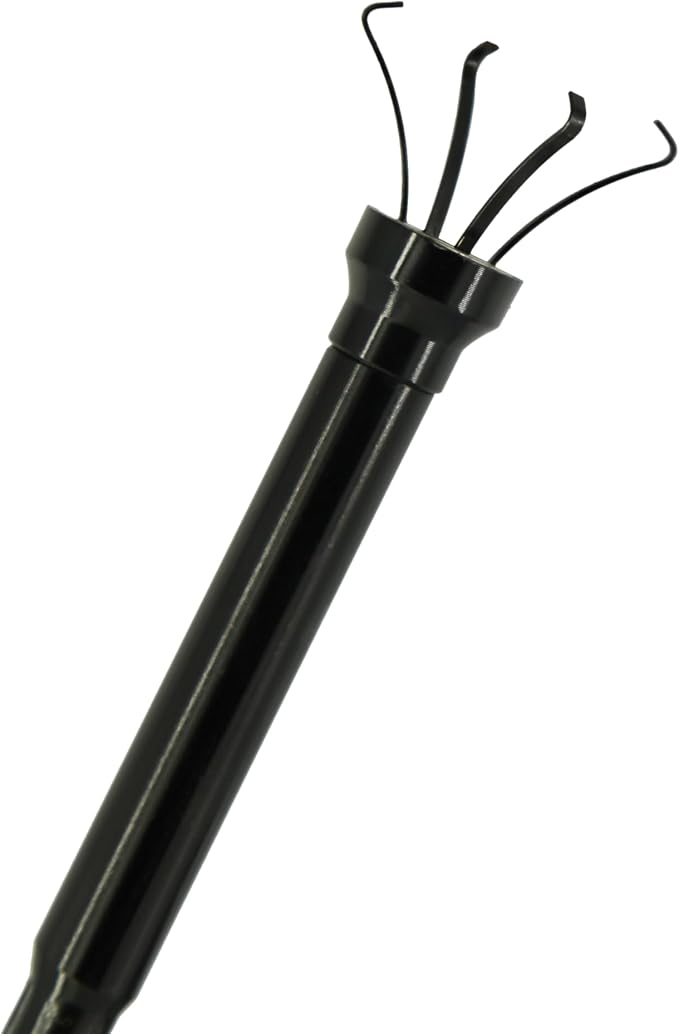 Flexible Claw Pickup Tool with Magnet Tool Flexible telescoping Claw led Light Grabber Extend，Long 28'' Four Claw 4-Claw for Small Parts Pickup Reacher Tool for Mechanics,Jewelry,Kids,etc. (Black)