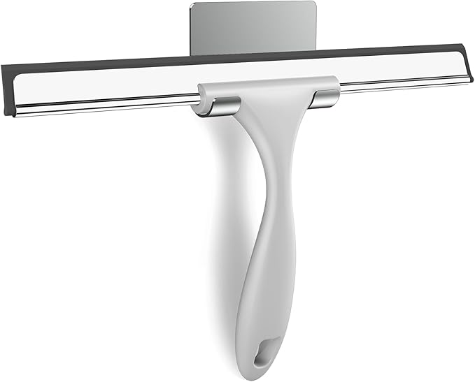 SetSail Shower Squeegee for Glass Doors All-Purpose Squeegee for Shower Glass Door Heavy Duty Window Squeegee with Hook for Car Window Cleaning 12 Inches, Grey