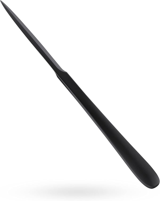 9" Black Metal Letter Opener with Minimalist Design, Safe Double Edge Blades, Anti-Fingerprint Long Handle, Mail Opener Paper Knife Tool Envelope Opener