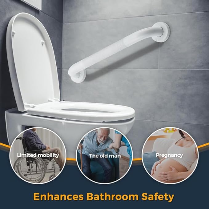 Grab Bars for Shower, 2 Pack 32-Inch Anti Slip Shower Handles for Elderly, Safety Shower Grab Bar, Stainless Steel Handicap Grab Bars for Bathroom (White 1" Diameter)