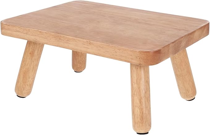 Small Wooden Step Stools 6” Non-Slip One Step Stool Holds 350 lbs, Heavy Duty Bathroom Stool Plant Stand Rectangular Footstool for Adult, Bedroom, Office, Nursery, Easy Assembly