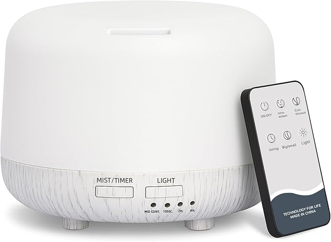 SPLITSKY 300ML Essential Oil Diffuser, Cool Mist Air Aromatherapy Oil Diffuser with Remote Control, 8 Hour Quiet Home Diffuser, 7 LED Light Colors, Timer,for Small Rooms Bedrooms.