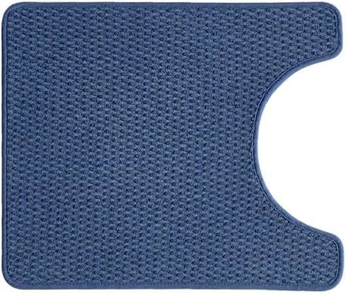TYUU Toilet Rug, Thin Toilet Rugs U Shaped Washable Non Slip Absorbent Quick Dry Low Pile Toilet Mat, Navy Blue 20"x24" U Shape