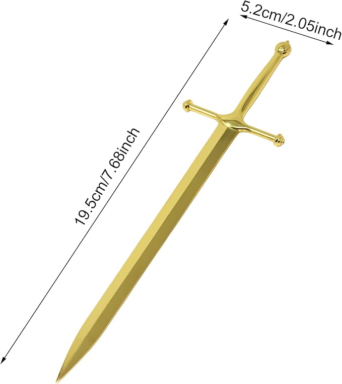 Honbay 1PCS Sword-Shaped Letter Opener Knife Letter Opening Tool Zinc Alloy Envelope Slitter Metal Envelope Opener Sword Envelope Open Tool Mail Opener for School Home Office Mail Supplies (Gold)