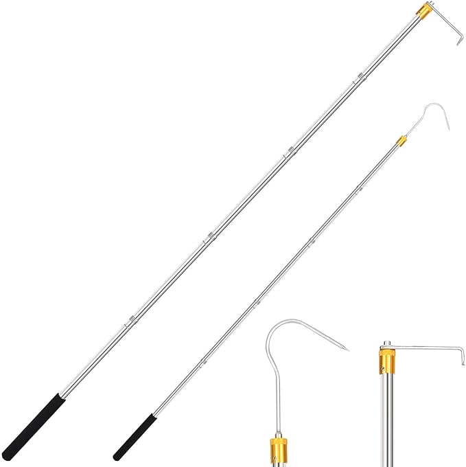 Cagaloi Cargo Grabber Reach Retriever Tool ，30-inch - 75-inch Adjustable Extensions.Versatile Heavy-Duty Truck Accessory for Pickup Truck Bed Hook bar with Comfortable Foam Handle and Two Long Hooks