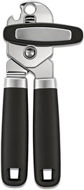 Can Opener Manual, Hand Heavy Duty Stainless Steel Bottle Opener Comfortable Handle, Sharp Blade Smooth Edge, Multifunctional Kitchen Tool, Black