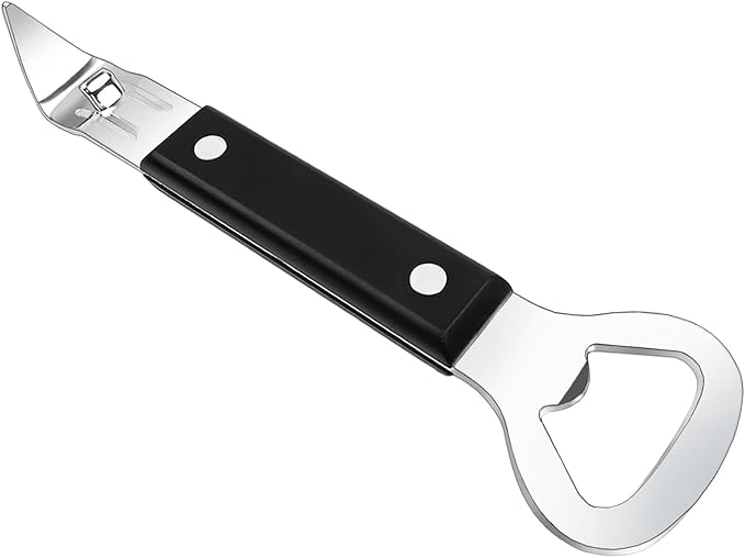 Can Punch Opener Little Cook Stainless Steel Can & Bottle Opener, Manual 2 in 1 Multifunctional Kitchen Tool, Dishwasher Safe (Black)