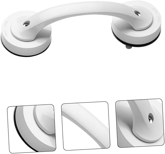jojofuny 8.07 Inch Portable Suction Shower Grab Bar with Locking Suction Cups for Bathroom Safety and Support Handles for Seniors on Smooth Tiles and Glass