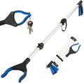 43" Grabber Reacher Tool, Foldable Reacher Grabber Pickup Tool with 360° Rotating Jaw & Magnets, Extra Long Trash Picker Upper Grabber, Lightweight Grabbers for Seniors (Blue)