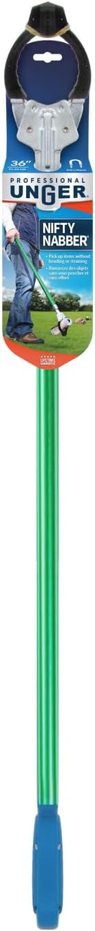 Unger Professional 36” Nifty Nabber, Reacher Grabber Tool, Trash Picker Upper, Built-In Magnet and Ergonomic Grip, Outdoor Claw Pickup for Yard Clean Up, Reaching Assist for Seniors