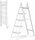 5-Step Folding Ladder, Heavy Duty Ladders for Home & Kitchen, Folding Ladder Easy to Store, Tall Ladder for Adults, Anti-Slip & Space-Saving Step Ladder, 330 Lbs Capacity, White