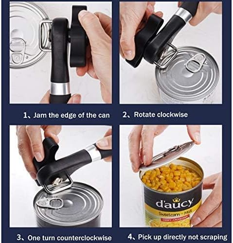 Phmnkl Safety Side Cut Manual Can Opener for Seniors & Arthritis, Smooth Edge No Sharp Lid, Ergonomic Soft Grip, Food Grade Stainless Steel, Easy to Use Kitchen Can Opener