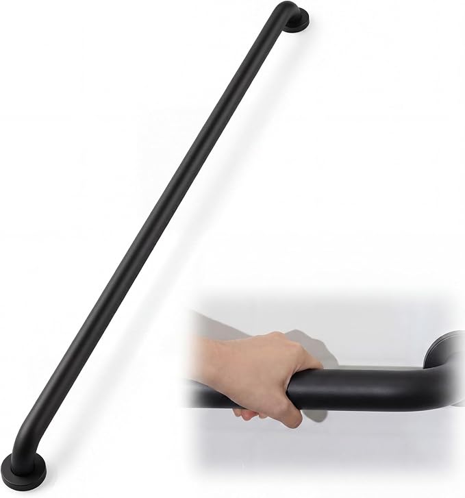Zonon 1 Pcs 57 Inch Grab Bar for Bathroom Shower Toilet Bathtub, Stainless Steel Extra Long Safety Grab Bar for Elderly, Heavy Duty Shower Support Handle for Seniors Handicapped (Classic Style,Black)