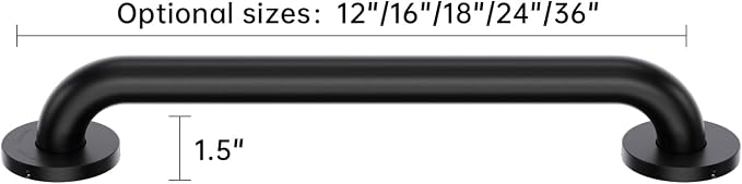 Joyrain 16-inch Bathroom Safety Grab Bar - 500lb Weight Capacity ADA Certified Anti-Slip Handle for Shower/Tub/Toilet, Elderly & Disabled Assist (Matte Black, 16 inch)