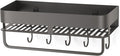 Extended version Adhesive Shower Caddy, 15.7 inch Stainless Steel Shower Shelves for Inside Shower with Hooks & Towel Bar-No Drilling(Gun Gray)