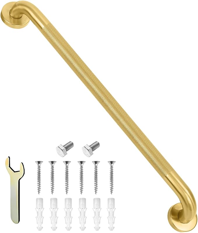 40 Inch Gold Grab Bars for Shower,1.25'' Diameter Heavy Duty Stainless Steel Anti-Slip Bathroom Safety Handicap Grab Bar for Shower, Bathtub & Toilet, Wall Mounted, Supports 500lbs
