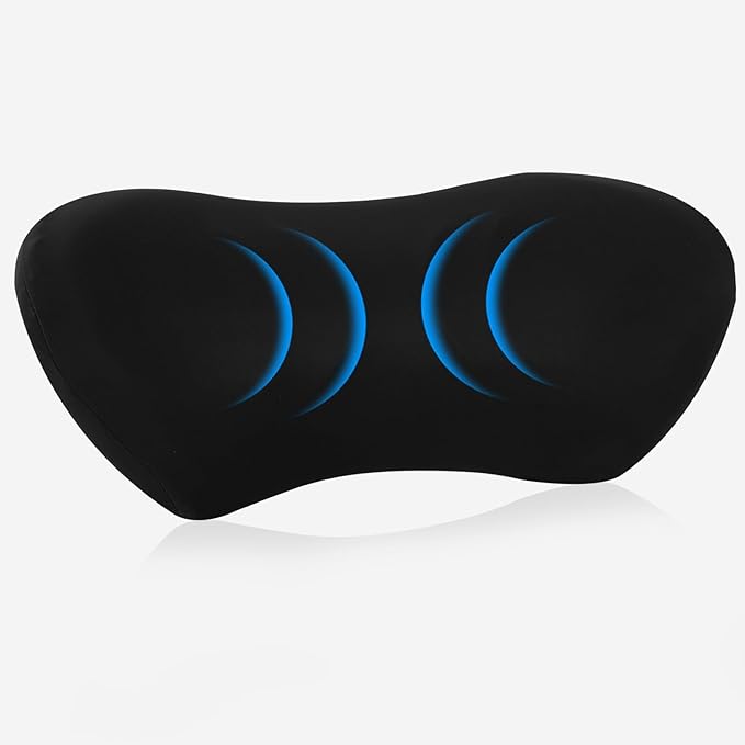 Lumbar Support Pillow for Office Chair and Car - Ergonomic Memory Foam Back Support Cushion for Automotive Seat, Desk Chair, and Recliner (Black)