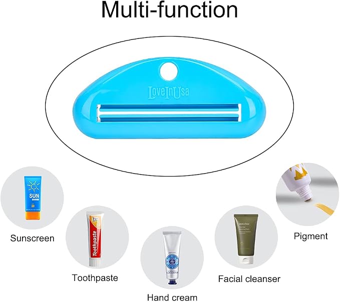 LoveInUsa Toothpaste Tube Squeezer Dispenser, Hanging Toothpaste Clips Holder Rolling Holder Squeezer 4 Pack