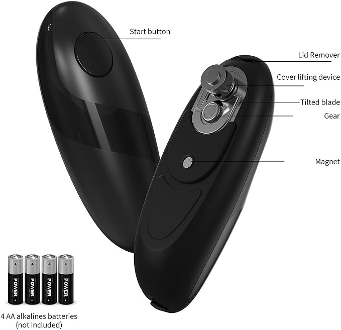 YFL Automatic Electric Can Opener: Battery Operated One Touch Hands Free Smooth Edge - Easy Open Cans, Cat & Dog Food for Seniors & Arthritis Sufferers