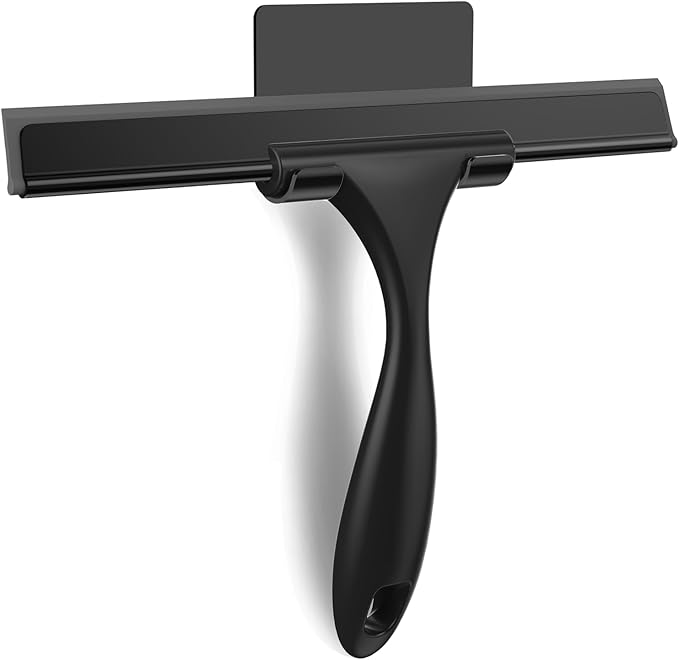 SetSail Squeegee for Shower Glass Door Stainless Steel Shower Squeegee for Glass Doors All-Purpose Window Squeegee for Tile Shower Walls, Sink, Mirror, Bathroom, Car Window Cleaning 10 Inches, Balck