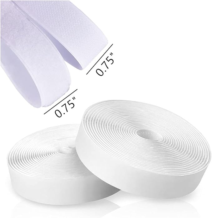 0.75 Inch x 82 Feet White Self-Adhesive Hook and Loop Tape - Sticky Back Fastening Tape for Stationery and Household Purposes