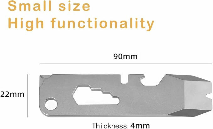 Titanium keychain tool,Lightweight Multipurpose Tool, Paint Can Opener, Pry Tools, Wrench Bottle Opener,Ideal Every Day Carry for Men, RFLPB05