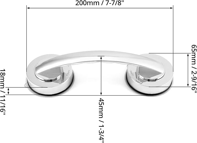 QWORK 2 Pack Glass Door Suction Handle, Shower Grab Bars Suction Handle, Non-Porous Absorption Handles for Cabinet Sliding Door, Window,Shower Door Drawer