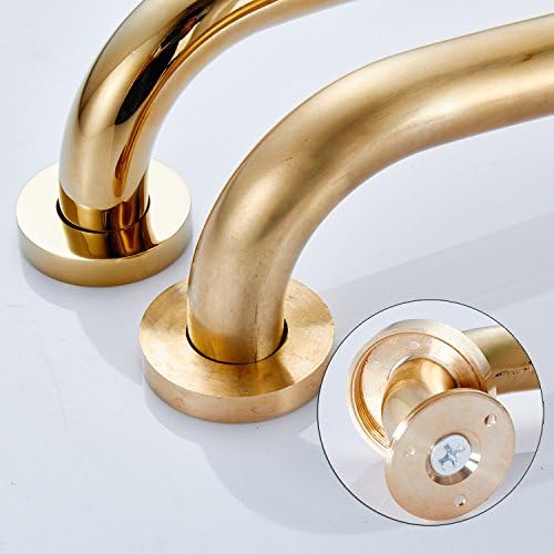 12-Inch Grab Bar for Hotel/Motel/Home Shower Safety, Solid Brass, Polished Gold, Heavy-Duty Construction Armrest, Bathroom Bathtub Handrail
