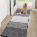 Smiry Dog Door Mat for Muddy Paws, Absorbs Moisture and Dirt, Low-Profile Entryway Mat with Non-Slip Backing, Entry Indoor Outdoor Doormat for Inside Floor (48x32 Inches, Light Grey, Striped)