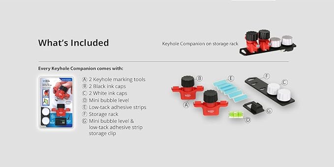Keyhole Companion Picture Hanging Marking Tool, Keyhole Slot & Sawtooth Hanger Fastener Locator, No-Measure Mounting of Frames, Mirrors, Power Strips, Network Switches, Wall-mount Shelves, Other Items