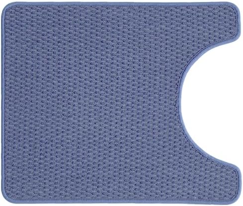 TYUU Toilet Rug, Thin Toilet Rugs U Shaped Washable Non Slip Absorbent Quick Dry Low Pile Toilet Mat, Denim Blue 20"x24" U Shape